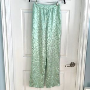 Superdown silk jacquard mint green trousers size XS